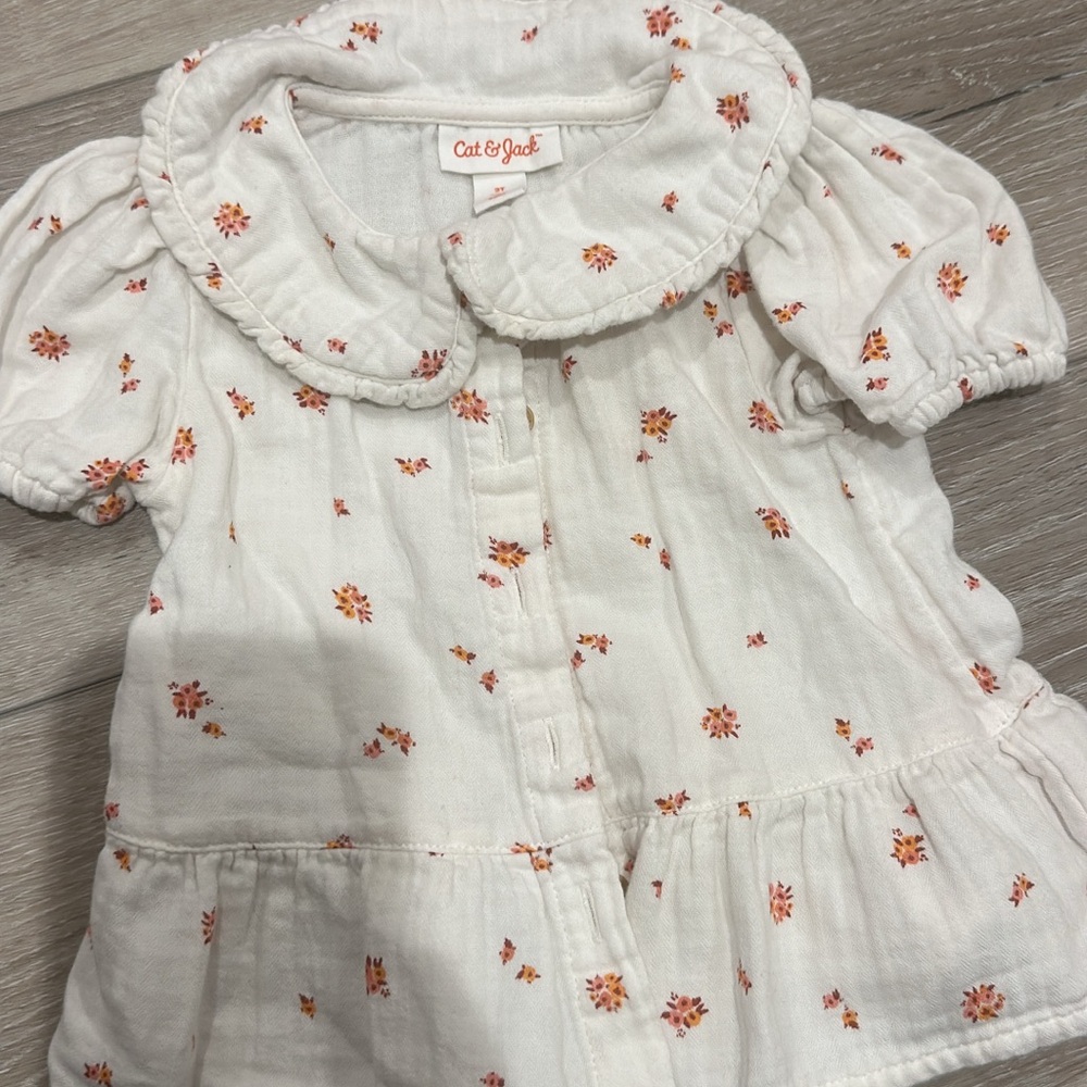 Cat & Jack Cream Dress with Red Floral Pattern